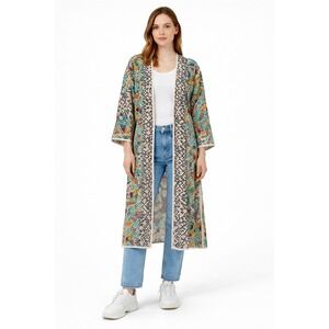 Johnny Was Women's Cali Kimono Etris Geo Print 100% Silk Size S